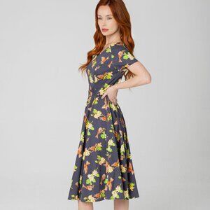 MISS LULO BELLA DRESS IN ROBINS PRINT.  SZ L